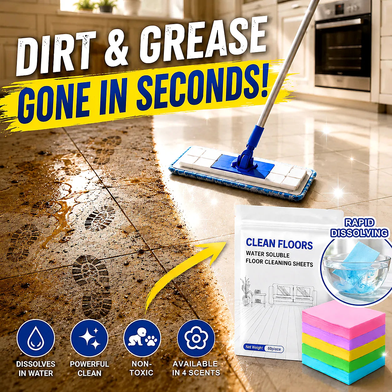 ✨ Multi-Floor Cleaning Sheets (Clean / Polish / Brighten / Scent)