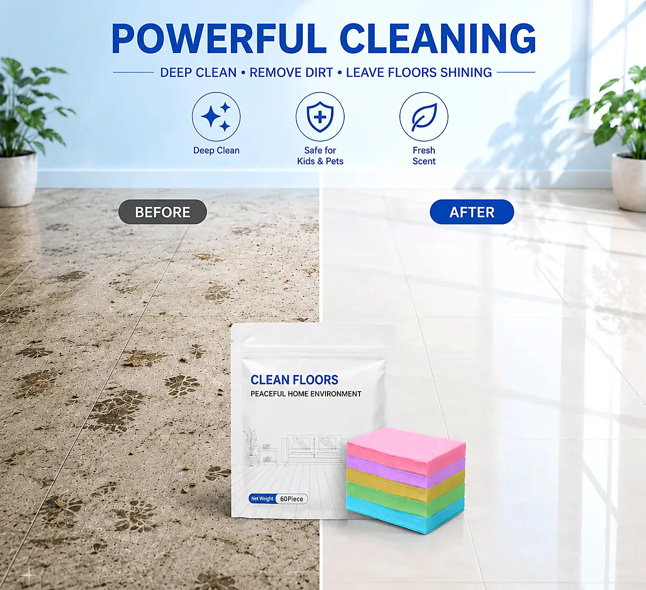 ✨ Multi-Floor Cleaning Sheets (Clean / Polish / Brighten / Scent)